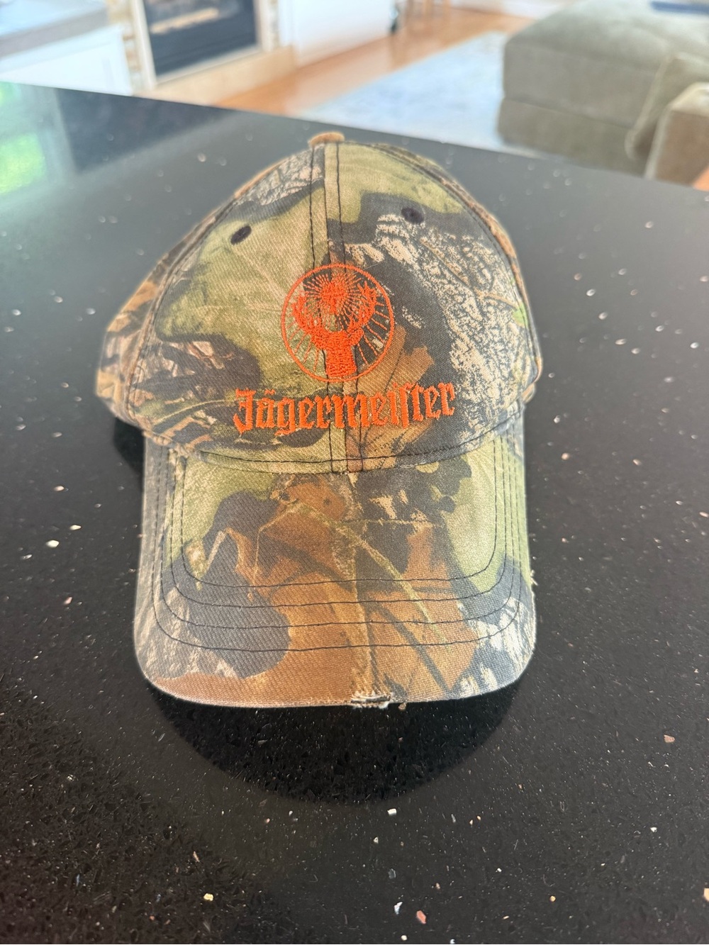 Jagermeister Camouflage Baseball Hat with Orange Logo